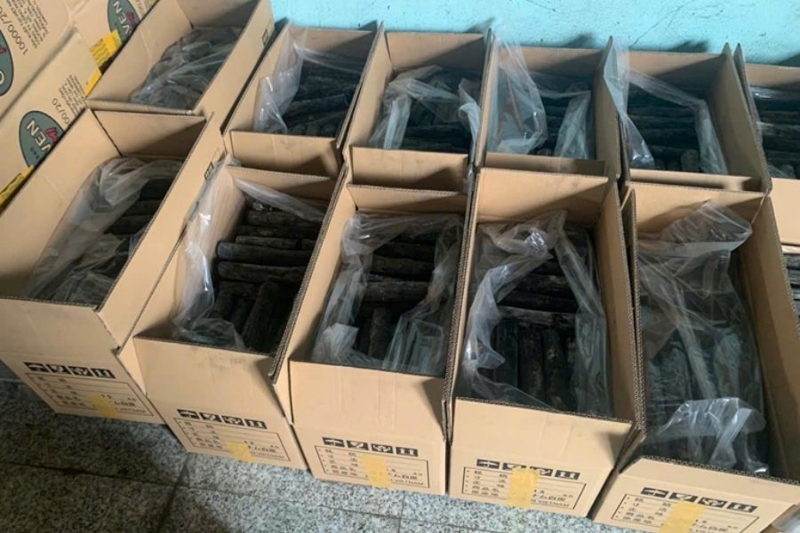 Charcoal sticks packed into export cartons